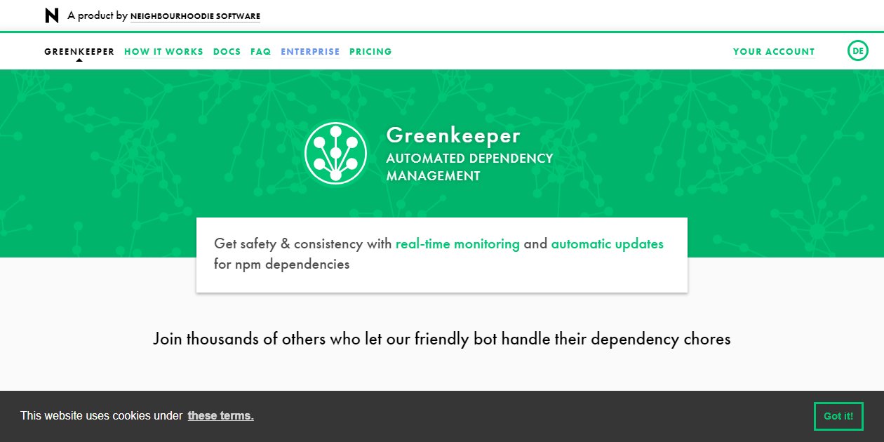 Greenkeeperの公式サイト
